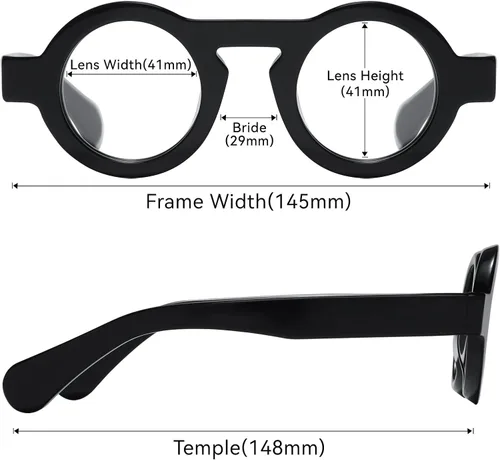 Miniatura 4 de Lentes de lectura con bloqueo de luz azul para hombres/mujeres 1.0 retro redondo anti fatiga ocular negro lector Milo FT0969