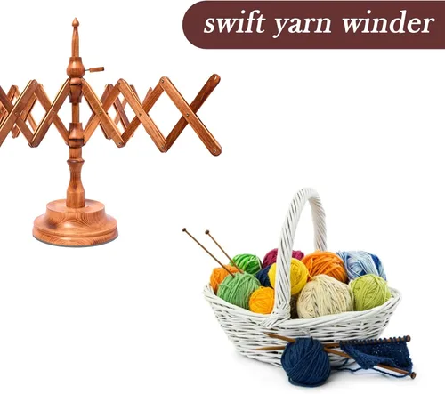 Miniatura 5 de Brainmart Swift - Hilo de madera para mesa de madera de haya y tejer, accesorio de artesanía para bobinado de hilo, hecho a mano de madera de haya