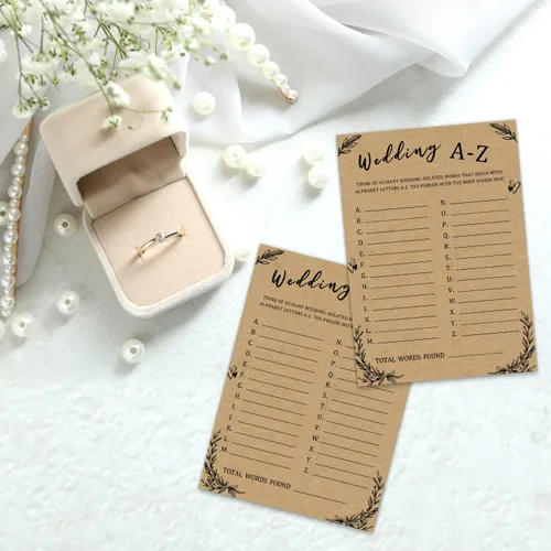Miniatura 4 de Sirjiera Juego de despedida de soltera de boda A-Z, juego de boda A-Z, 30 tarjetas minimalistas del alfabeto, actividad de despedida de soltera