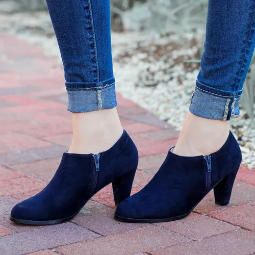 Miniatura 5 de Journee Collection Womens Sanzi Zippered High Heel Lightweight Ankle Bootie