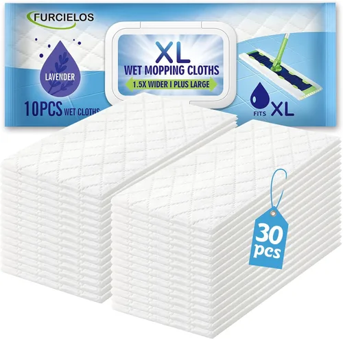Miniatura 10 de 20 paños de limpieza húmedos XL resistentes compatibles con Swiffer Sweeper XL Mop, almohadillas húmedas desechables tamaño XL para limpieza