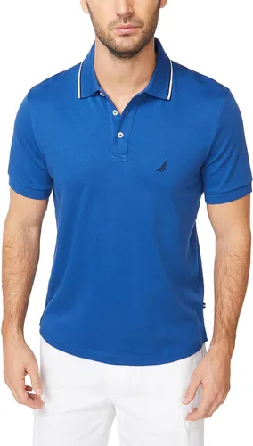 Nautica - Camiseta tipo polo de manga corta para hombre, con corte clásico y diseño de cuello con borde de dos colores