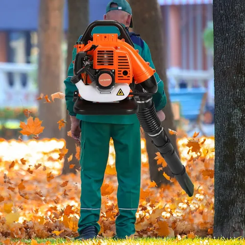 Miniatura 3 de Soplador de hojas de 550CFM, 1 juego de soplador de hojas de alta potencia de 2 tiempos, fuerte fuerza del viento, mochila ABS soplador de nieve