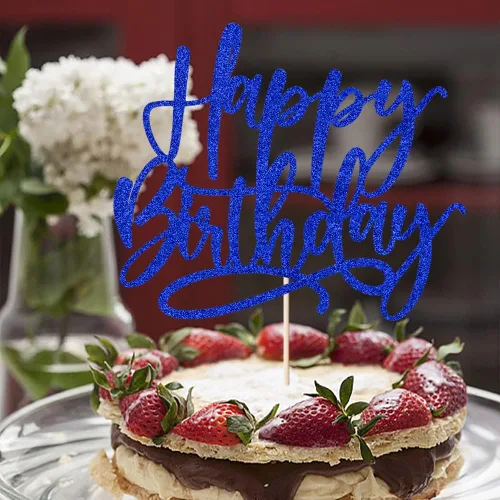 Miniatura 4 de Kaoenla Decoración de Pastel de Feliz Cumpleaños Azul - decoración de pastel de feliz cumpleaños azul real, niños y niñas, hombres y mujeres