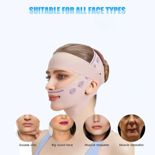 Miniatura 4 de Máscara de elevación facial de línea V mejorada, correa de barbilla para dormir, máscara de elevación de línea en V, correa de adelgazamiento Rosa