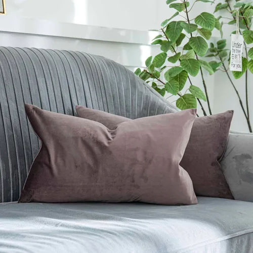 Miniatura 43 de Juego de 2 fundas de almohada decorativas de terciopelo de 14 x 14 pulgadas con cremallera, fundas de cojín cuadradas suaves y lisas de lujo