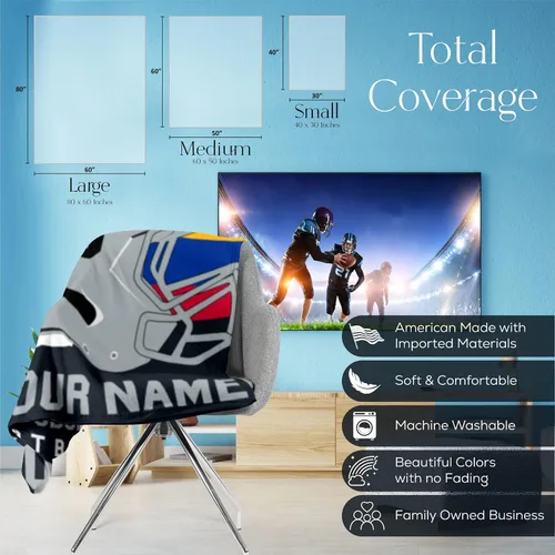 Miniatura 166 de Manta personalizada para fanáticos del fútbol americano – Se envía al día siguiente – Hecha en Estados Unidos – Manta de vellón personalizada