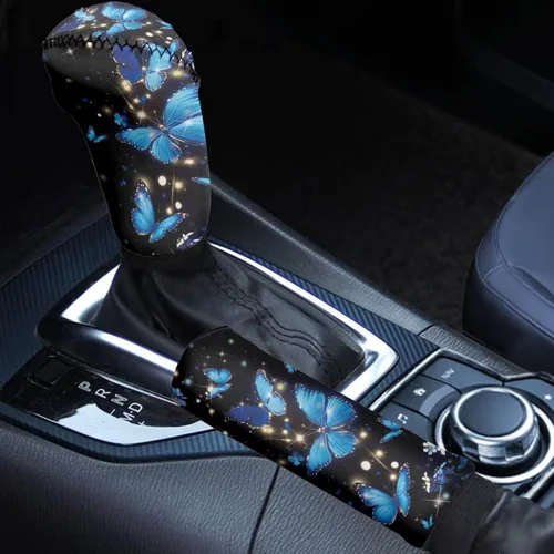 Miniatura 35 de Juego de 2 piezas set de accesorios interiores para coche, para las mujeres, hombres; cubierta de palanca de cambios/freno de mano, personalizada