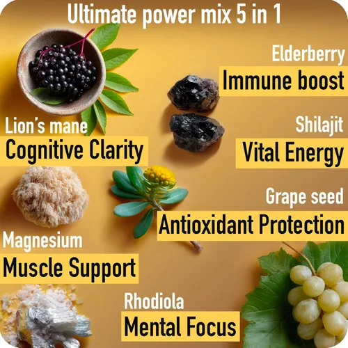 Miniatura 2 de ad hoc Gomitas Shilajit de oro de 1100 mg con magnesio, melena de león, rodiola, semilla de uva, shilajit del Himalaya para hombres y mujeres, más