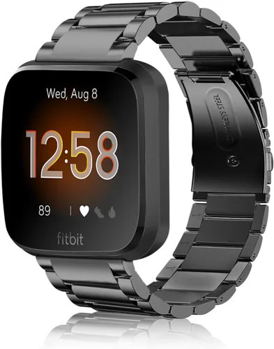 FINTIE Correa de metal compatible con Fitbit Versa 2 1 y Lite Edition, correa de acero inoxidable sólido de repuesto, pulsera de negocios, color