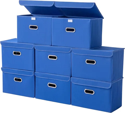 Miniatura 39 de STOREONE Contenedores de Almacenamiento de Tela en Forma de Cubo Plegables, Organizador Contenedor Cesta Plegable con Tapas y Asas de Metal
