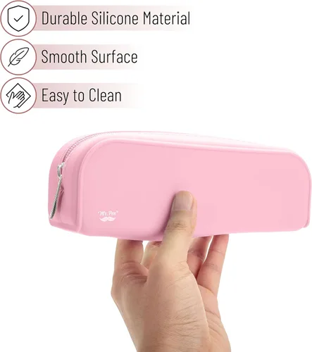 Miniatura 3 de Mr. Pen - Estuche de silicona para lápices, estuche rosa claro, estuche pequeño, estuche para lápices estético