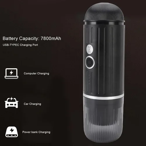 Miniatura 9 de Cafetera eléctrica portátil Cafetera de viaje automática para camping, coche, cafetera, calefacción inalámbrica, compatible con cápsulas de café