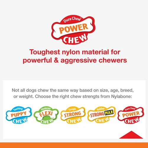 Miniatura 4 de Nylabone Power Chew Flavor Frenzy - Juguetes masticables duraderos para perros, sabor a hamburguesa con queso y tarta de manzana