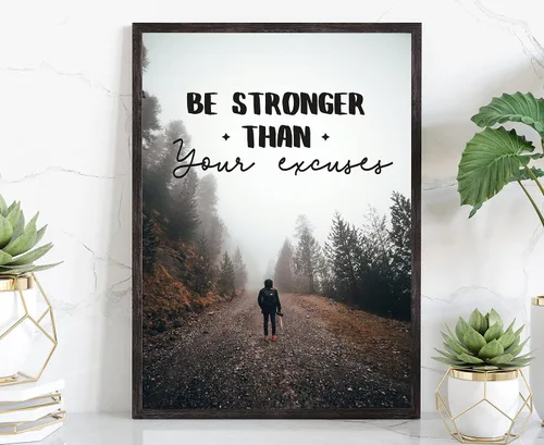Miniatura 51 de Arte de pared con texto en inglés «Be Stronger Than Your Excuss», póster de gimnasio, impresiones de gimnasio, gimnasio en casa, decoración