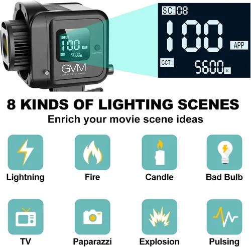 Miniatura 3 de GVM SD80S - Kit de luz de video COB de 80 W, iluminación continua de 5600 K para fotografía con montaje Bowens Softbox y soporte, 8 efectos de kit