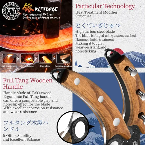 Miniatura 3 de XYJ FULL TANG Cuchillo Deshuesador de Acero Inoxidable de 6 Pulgadas Cuchillos de Chef para Pesca Incluye Funda de Cuero Cuchillos de Cocina al Aire