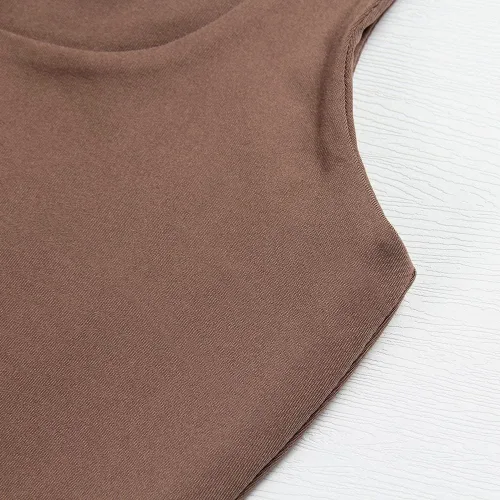 Miniatura 7 de Artfish - Camiseta corta casual y básica con tirantes delgados y cuello cuadrado, sin mangas, de doble capa, ombliguera para entrenamiento