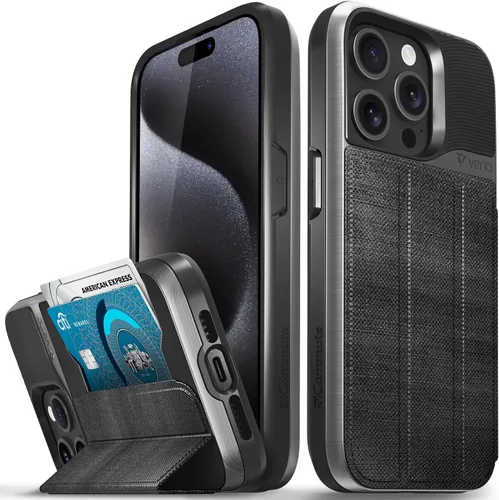 Miniatura 84 de VENA vCommute Funda tipo cartera compatible con Apple iPhone 14 (15.5 cm), funda de cuero con tapa plegable, tarjetero con función de soporte