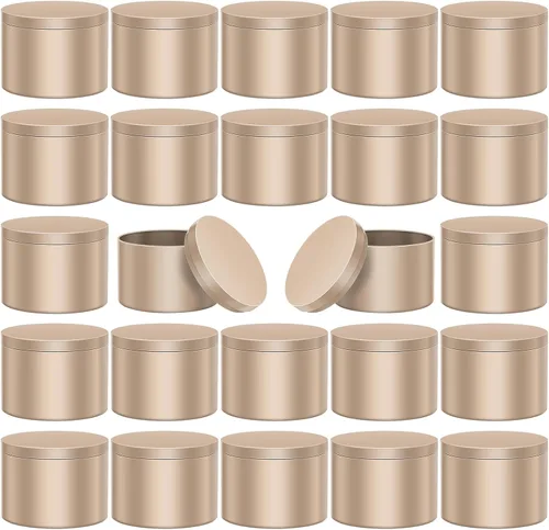 Miniatura 8 de AOSWELE 24 latas de velas doradas, recipientes de vela mate premium para kit de bricolaje Dorado