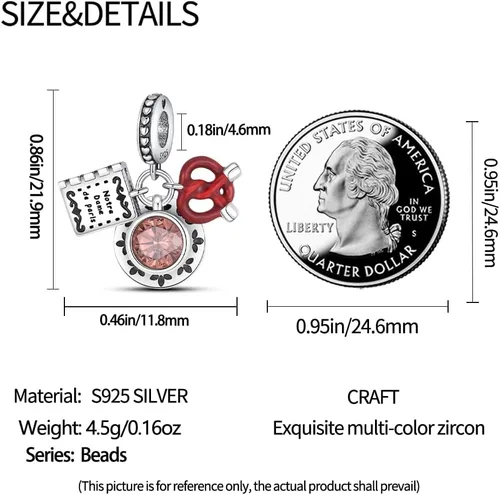 Miniatura 98 de Pandach Dijes colgantes de plata de ley 925 para pulseras y collares, dijes colgantes de Madonna con cuentas de girasol, joyería para mujer