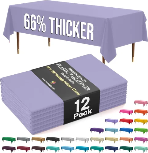 Miniatura 84 de Exquisite 66% Thicker Premium Plastic Table Cloth Rectangle Table Cover 0.5 Mil 6 Pack Aqua Table Cloth 54 Inch x 108 Inch Disposable Tablecloth