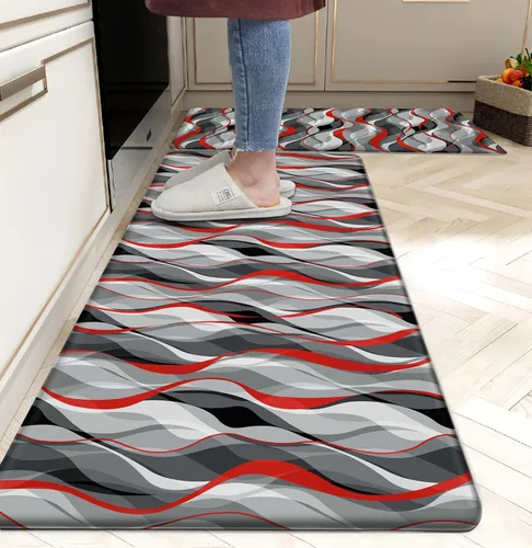 Miniatura 21 de weesire Alfombra de Cocina Verde Tapetes Anti Fatiga para Piso de Cocina Alfombras de Cocina Verde Salvia Floral Hierbas Espuma Viscoelástica Tapete