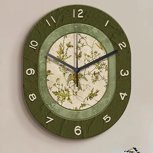 Miniatura 4 de Reloj de pared retro para sala de estar, reloj de pared decorativo sin tictac, silencioso, reloj de pared con pintura artística para dormitorio