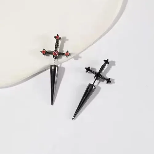Miniatura 4 de Aretes de espada gótica para mujeres y hombres, aretes de espada gótica, aretes de cruz genial, aretes de hiphop, aretes de daga punk, regalos