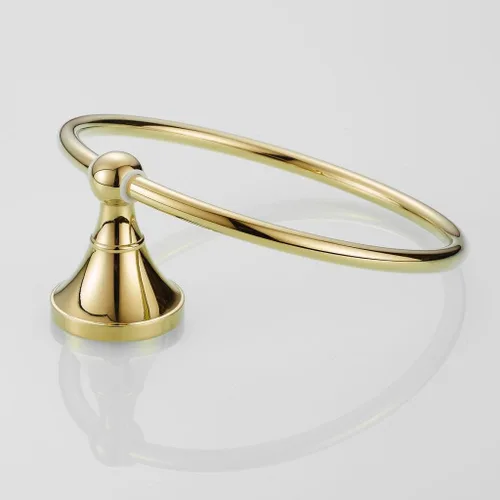 Miniatura 7 de KLKCMS Toallero de baño montado en la pared Toallero de latón dorado para hotel 3 tipos seleccionados, dorado, anillo