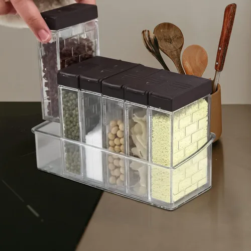 Miniatura 5 de Jucaifu 6 frascos para especias cocteleras, salero y pimentero, dispensador de especias de plástico, salero, caja agitadora de condimentos, juego