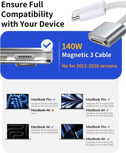 Miniatura 3 de Cargador Mag 3 de 140 W para Mac Book Pro/Air de 13/14/15/16 pulgadas y M1 M2 M3 M4 M5 (entre 2021-2026)