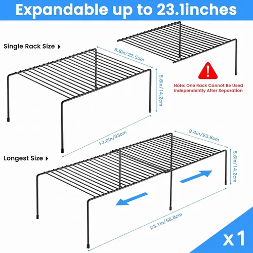 Miniatura 2 de Tomorotec Organizador de estante expandible para encimera de cocina, estante de despensa de gabinete de metal, organizador de especias, ahorro de 1