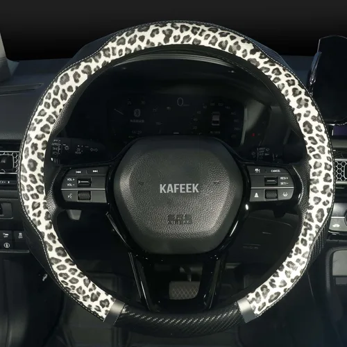 Miniatura 2 de KAFEEK - Funda para volante de leopardo, universal de 14.5 a 15 pulgadas, protector de volante de automóvil de cuero de microfibra, comodidad
