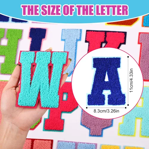 Miniatura 3 de Waydress 26 Piezas Parches de Letras de Felpilla para Planchar de 4.5 Pulgadas Parches de Letras del Alfabeto A-Z de Felpilla para Coser