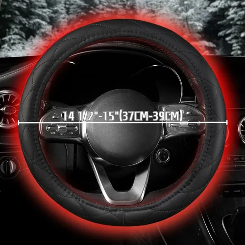 Miniatura 4 de Funda térmica para volante - WARMITORY Calentador de volante de lujo, calentador de manos rápido de 12 V, diámetro exterior de 14.5 a 15 pulgadas