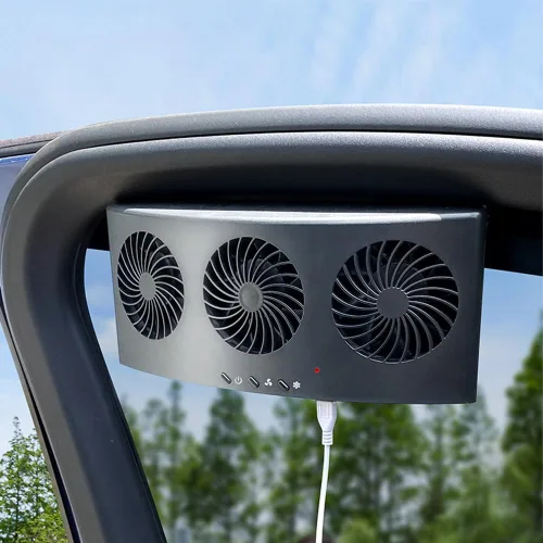 Miniatura 7 de Riloer Ventilador de escape eléctrico para automóvil con 3 salidas de aire, ventilador de refrigeración para radiador de automóvil de montaje