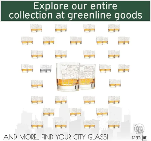 Miniatura 64 de Greenline Goods Vasos de whisky – Juego de vasos de 10 onzas para los amantes de San Luis, grabado con mapa de la ciudad de San Luis Old Fashioned