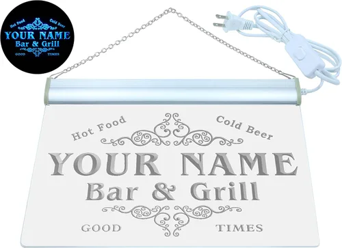 Miniatura 2 de ADVPRO u-tm-b Nombre Personalizado Familia Bar & Grill Cerveza Home Bar LED Neon Sign Azul