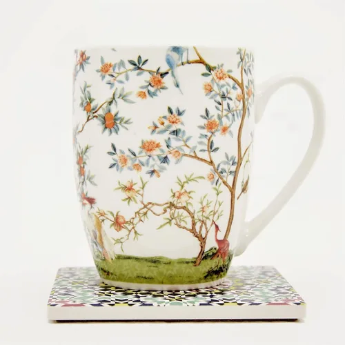 Miniatura 6 de ALYC Juego de Tazas de Café de Porcelana Fina – Diseño de Taza de Té con Pájaro y Flores de Rama – Paquete de 2 Tazas de Té de Porcelana con Caja