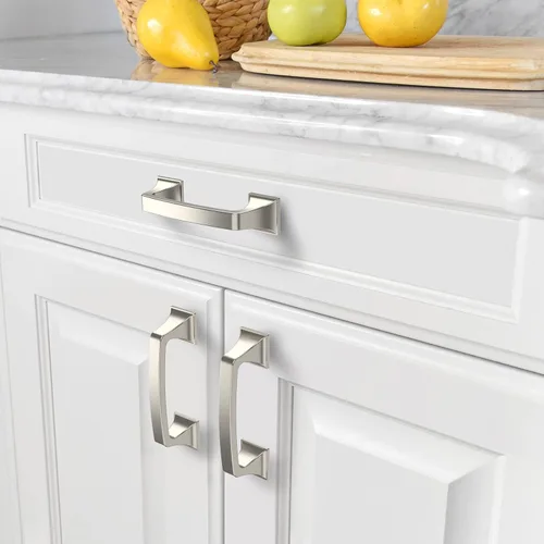 Miniatura 3 de Amerdeco Paquete de 6 tiradores de gabinete de níquel satinado cepillado, accesorios de gabinete central de 3 pulgadas para cocina, baño y aparador