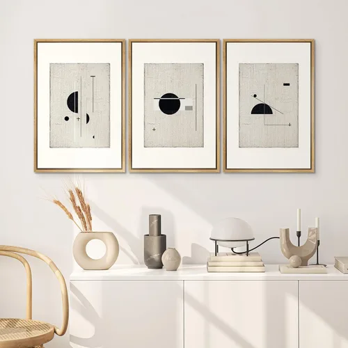 Miniatura 454 de SIGNWIN Lienzo enmarcado para pared, arte con pinceladas de flujo neutro en tonos beige abstractos, ilustraciones, arte moderno, decorativo