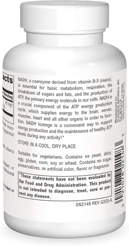 Miniatura 2 de Source Naturals NADH 20 mg, aumenta la energía y el estado de alerta mental*, 10 pastillas