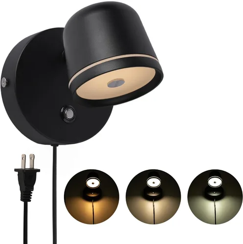 Miniatura 8 de Aisilan Lámpara de pared LED con enchufe con control de atenuación táctil. Lámpara de pared ajustable con ángulo montado en la pared, antirreflejos