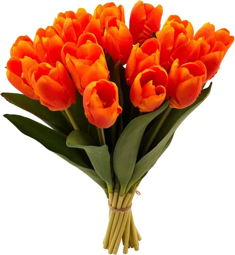 Miniatura 8 de 20 tulipanes artificiales de tacto real de flores artificiales hidratantes para decoración de fotografía, decoración del hogar, jardín, boda