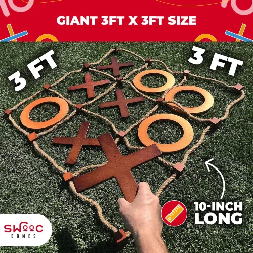 Miniatura 4 de SWOOC Juegos – Juego de Tic Tac Toe gigante prémium para exteriores (todo tipo de clima) 3 pies x 3 pies Configuración instantánea, sin montaje