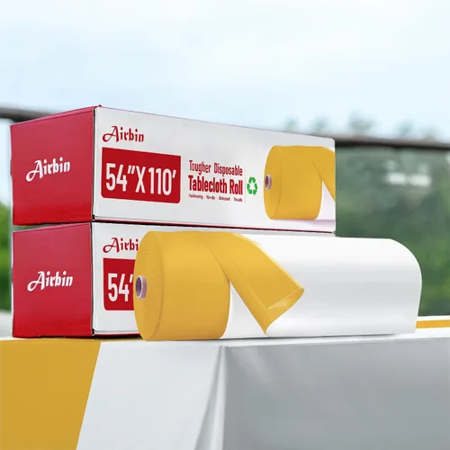 Miniatura 9 de Mantel de plástico, 110 pies x 54 pulgadas, mantel desechable de plástico PEVA de alta calidad, desechable con cualquier corte deslizante