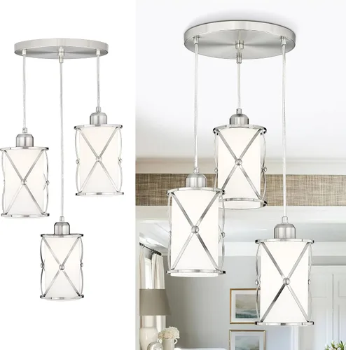 Miniatura 21 de CH9176BK-3PK - Luces colgantes de cristal para isla de cocina, paquete de 3, iluminación colgante de cocina negra sobre la isla con varilla, moderna