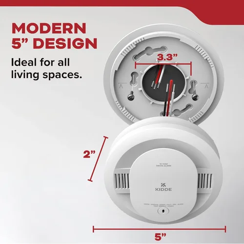 Miniatura 18 de Kidde, 20SAR, detector de humo cableado, batería de reserva AA, interconectable, indicadores de luz de advertencia LED