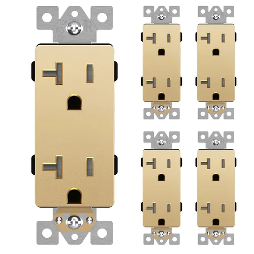 Miniatura 21 de LIDER LR15-TR-GD5P - Receptáculo decorativo mate c/tapa frontal intercambiable, tomacorriente a prueba de manipulaciones/niños, autoconexión a Dorado